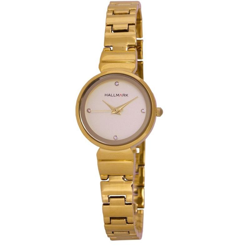 Hallmark Ladies Gold White Dial Watch