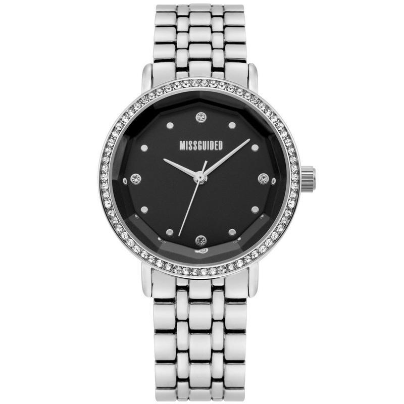 Missguided Silver Bracelet With Black Dial