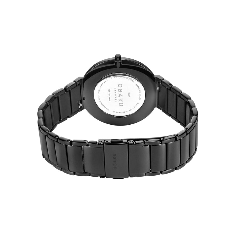 Obaku Klip-Dark Stainless Steel Black IP Dress Watch V258GXBBSB