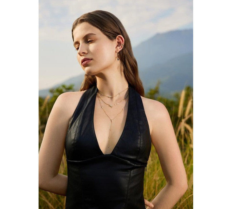 Ania Haie Gold Black Agate Drop Hoop Earrings