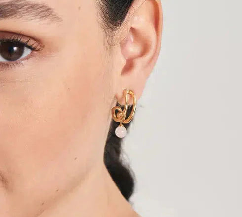 Ania Haie Gold Orb Rose Quartz Stud Mini Hoop Earrings