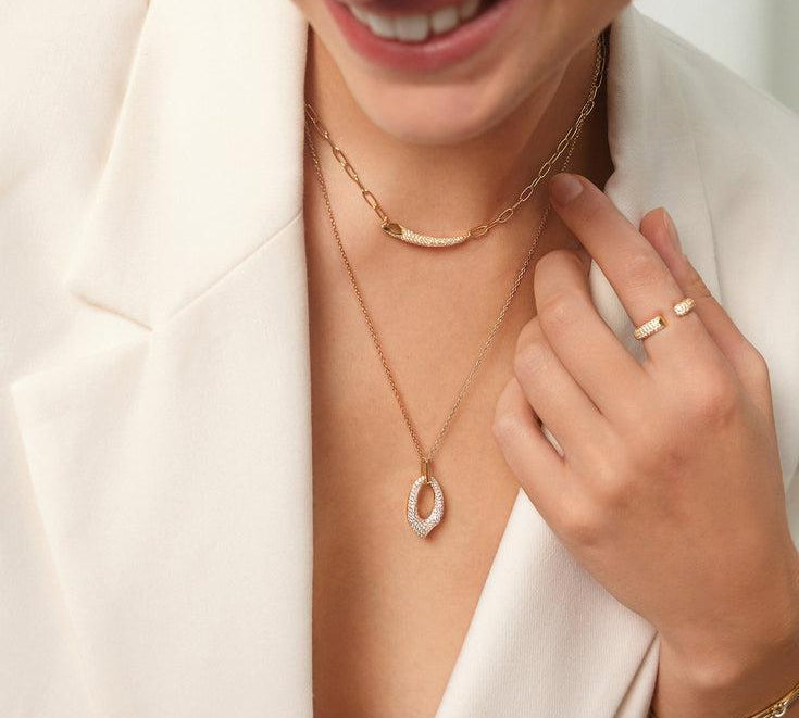 Ania Haie Gold Pave Bar Chain Necklace