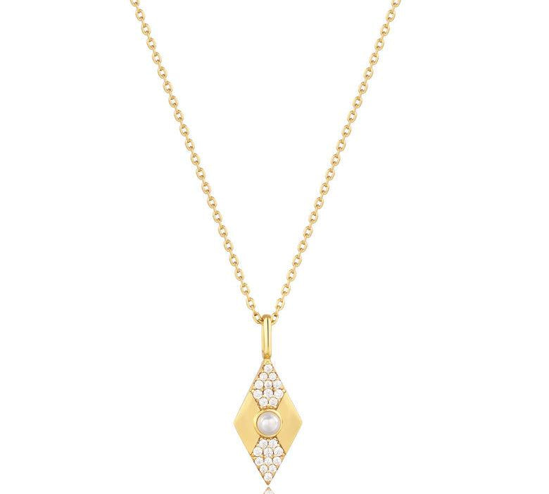 Ania Haie Gold Pearl Geometric Pendant Necklace