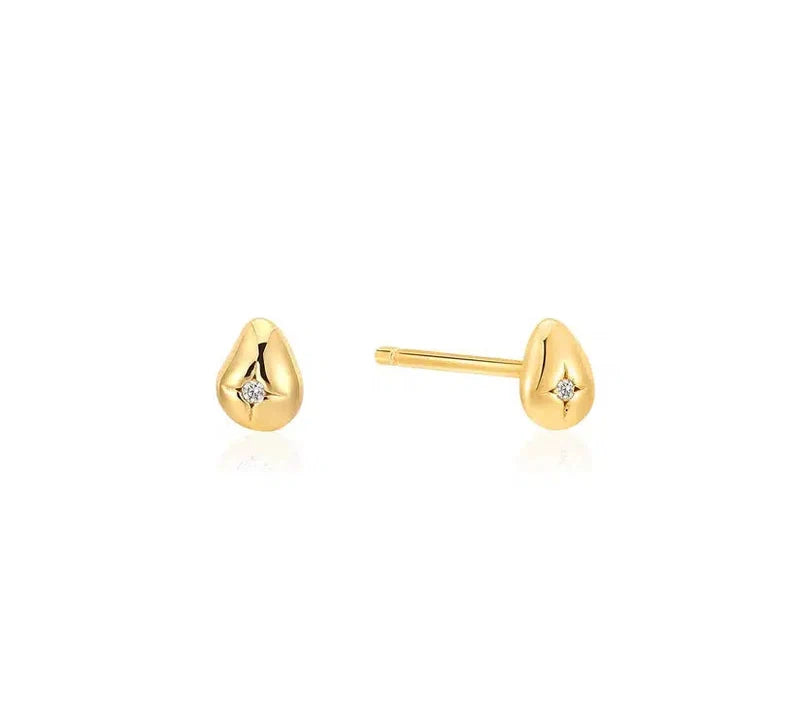 Ania Haie Gold Pebble Sparkle Stud Earrings