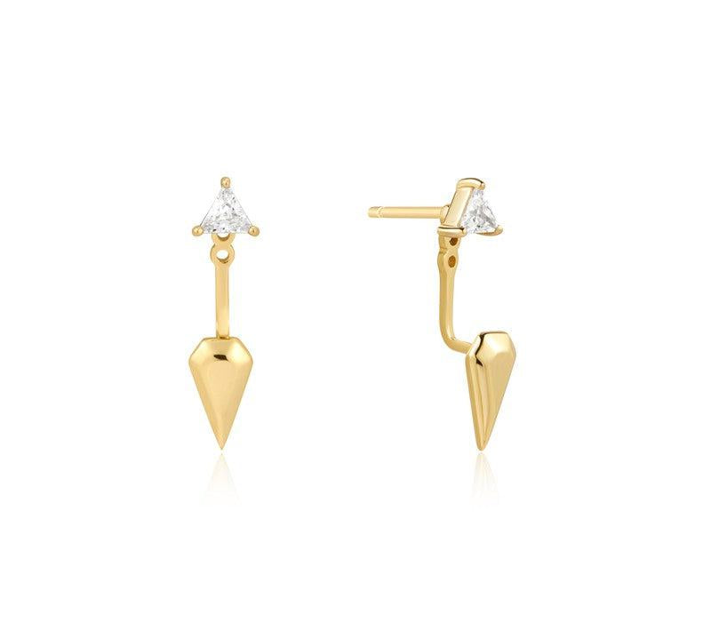 Ania Haie Gold Triangle Cubic Zirconia Geometric Stud Ear Jackets