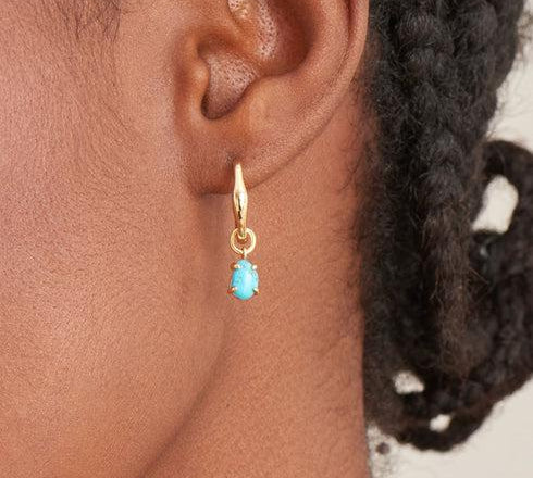 Ania Haie Gold Turquoise Drop Wave Huggie Hoop Earrings