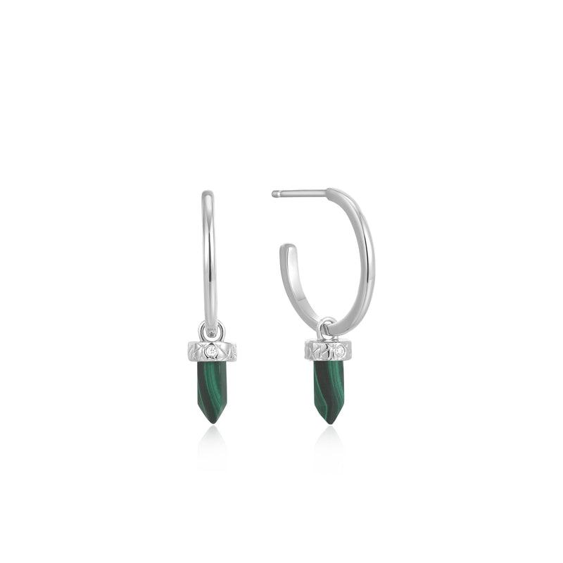 Ania Haie Malachite Point Pendant Small Hoop Earrings