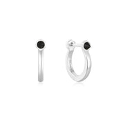 Ania Haie Silver Black Agate Huggie Hoop Earrings