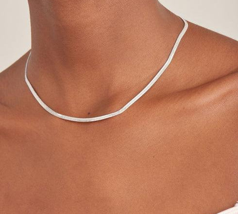 Ania Haie Silver Flat Snake Chain Necklace
