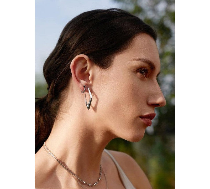 Ania Haie Silver Geometric Hoop Earrings