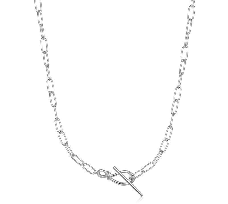 Ania Haie Silver Knot T Bar Chain Necklace