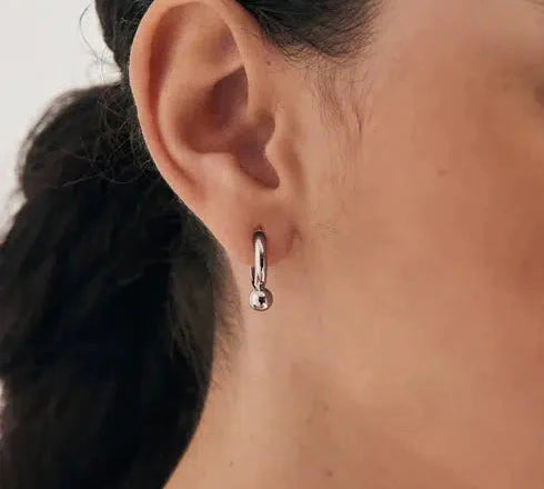 Ania Haie Silver Orb Drop Huggie Hoop Earrings