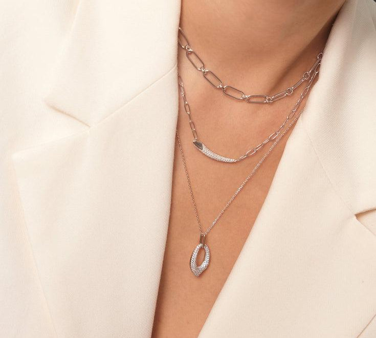Ania Haie Silver Pave Bar Chain Necklace