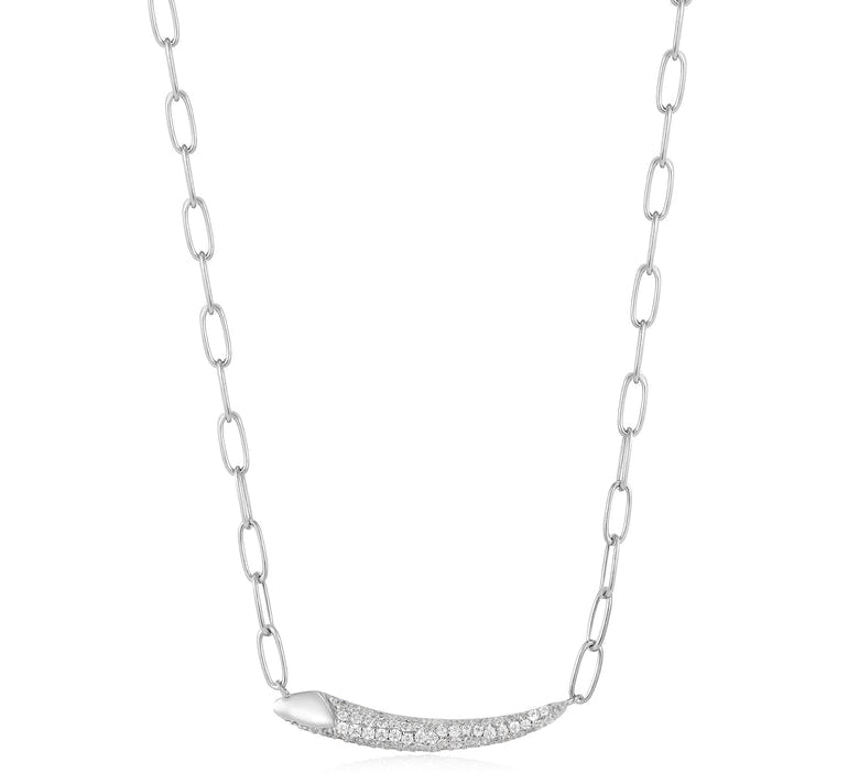 Ania Haie Silver Pave Bar Chain Necklace