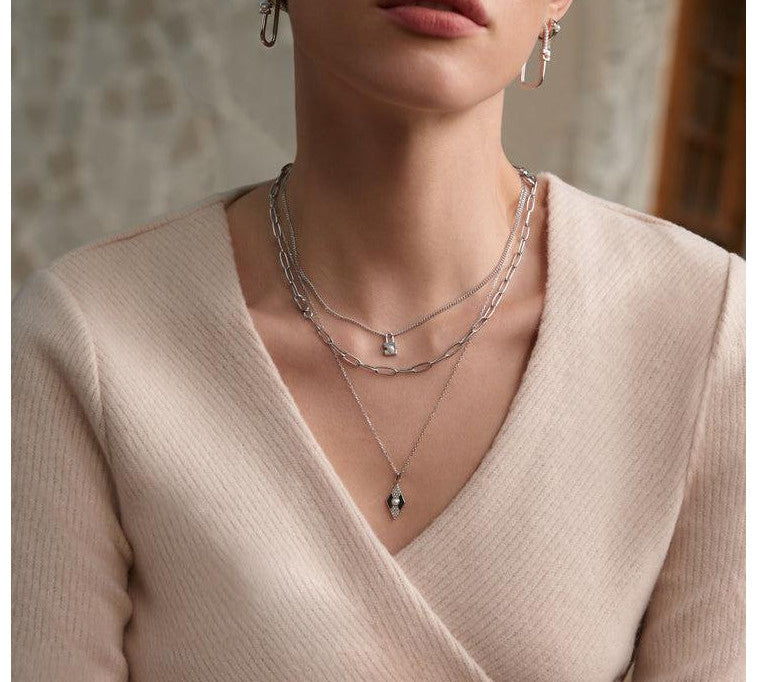 Ania Haie Silver Pearl Geometric Pendant Necklace