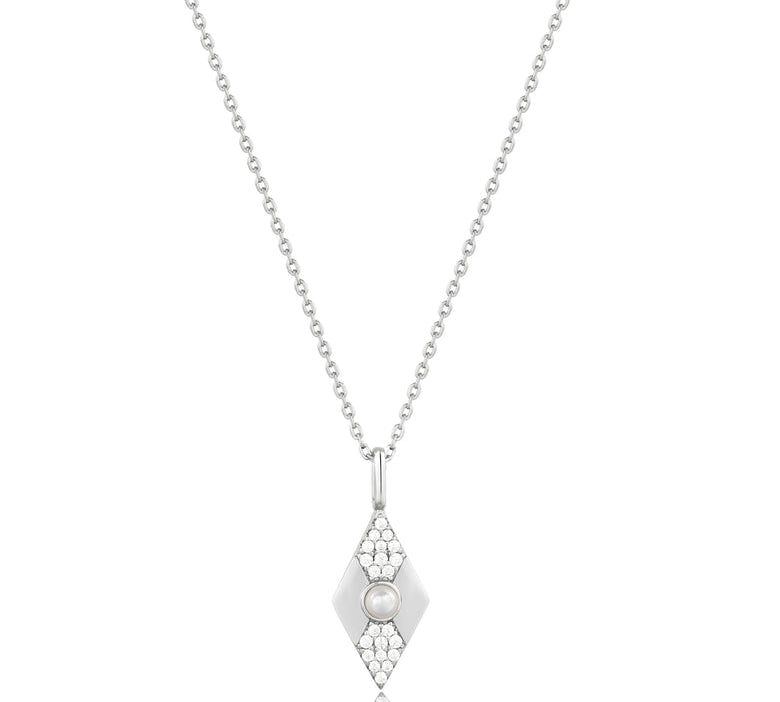 Ania Haie Silver Pearl Geometric Pendant Necklace