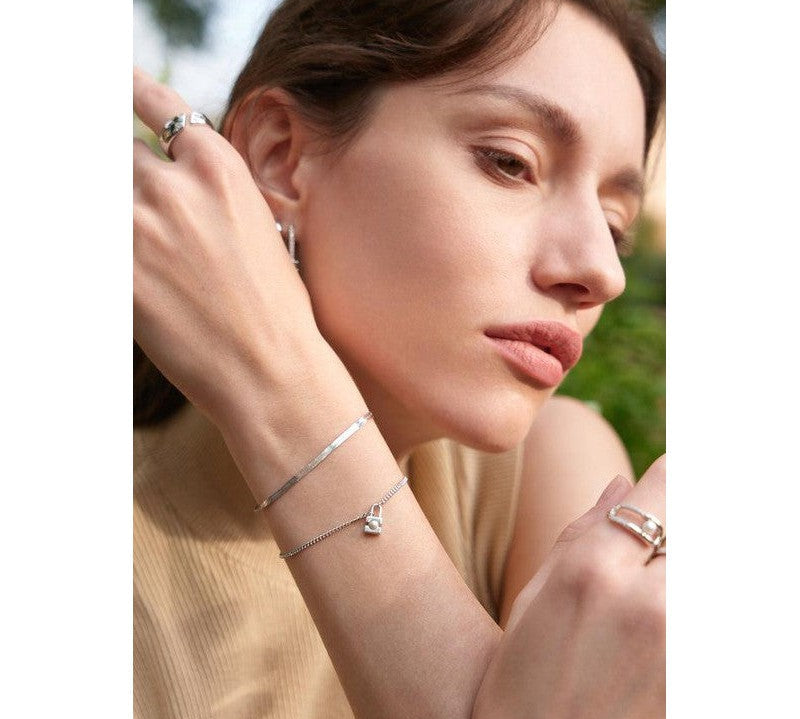 Ania Haie Silver Pearl Padlock Bracelet