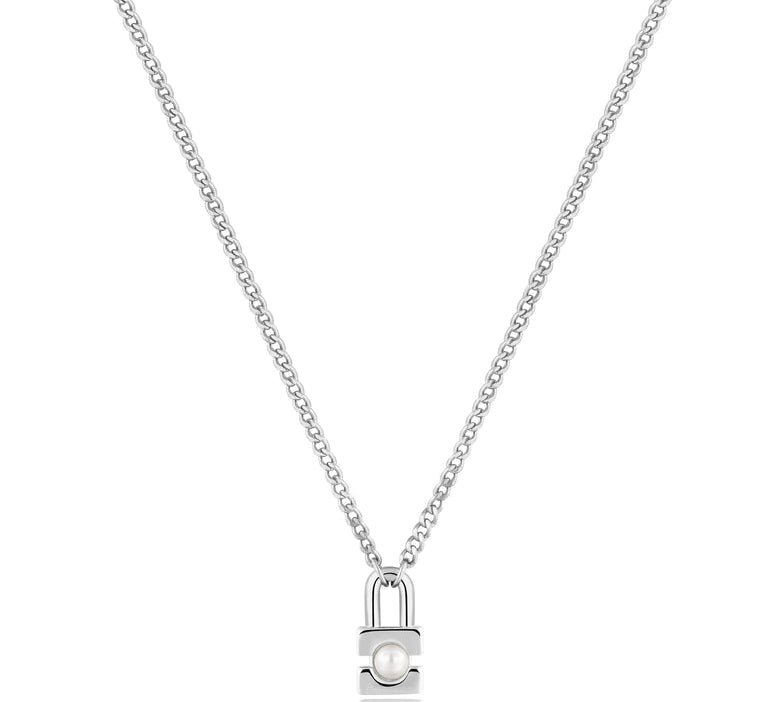 Ania Haie Silver Pearl Padlock Necklace