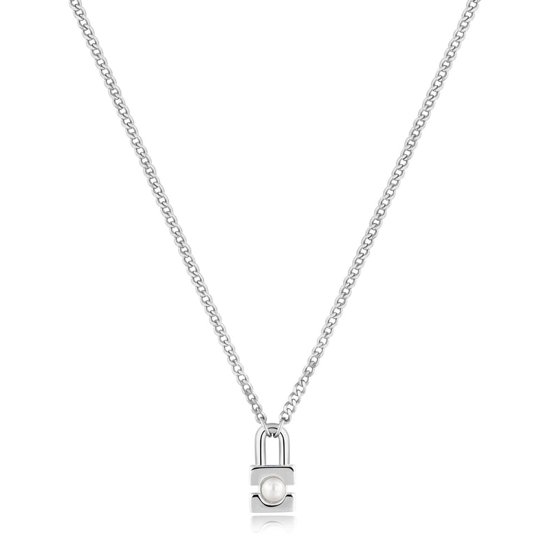 Ania Haie Silver Pearl Padlock Necklace