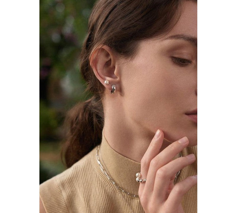 Ania Haie Silver Sparkle Chubby Huggie Hoop Earrings