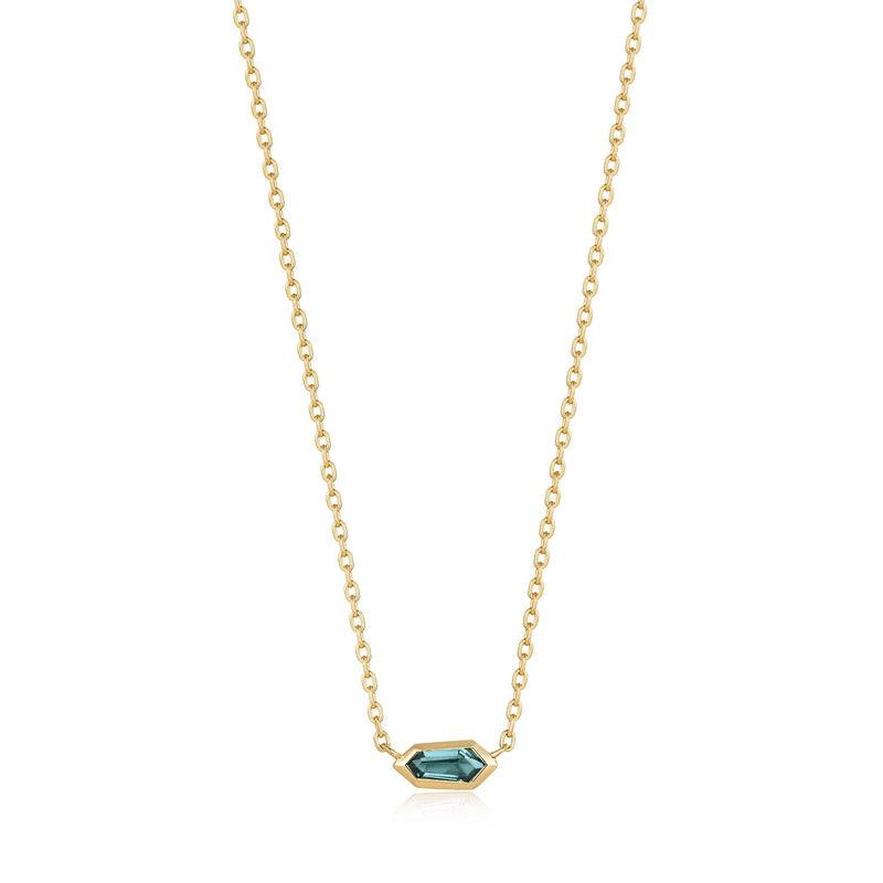 Ania Haie Teal Sparkle Emblem Chain Necklace