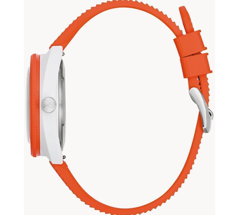 Bulova Snorkel White Dial Orange HNBR Rubber Dive Watch 98B448 for Men