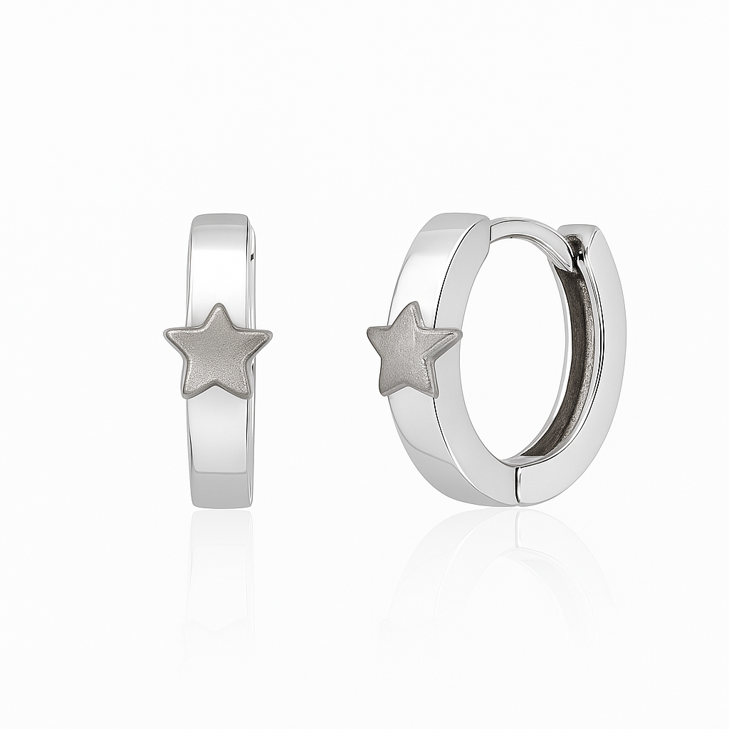 Brand Avenue 925 Silver Matt Shine Hoop Earrings