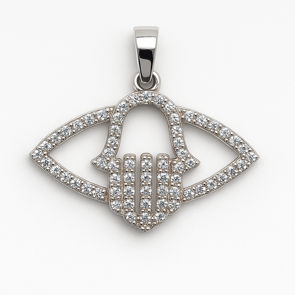 Brand Avenue 925 Silver Fatima Hand in Eye Pendant