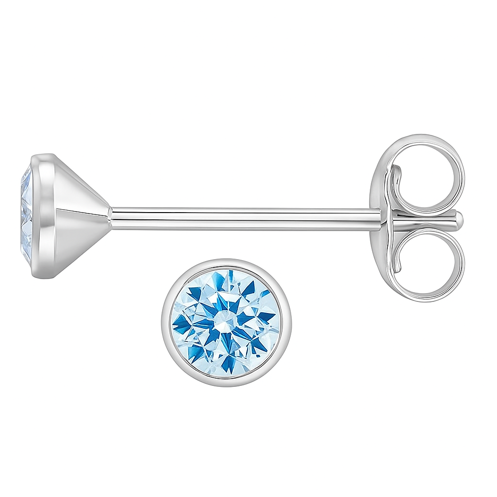 Brand Avenue 925 Silver Blue Round Stud Earrings