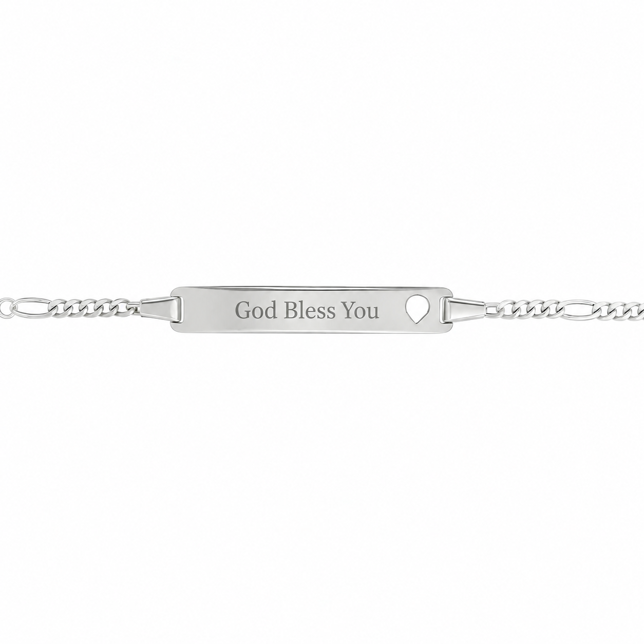 Brand Avenue 925 Silver "God Bless You" Engraved Bracelet
