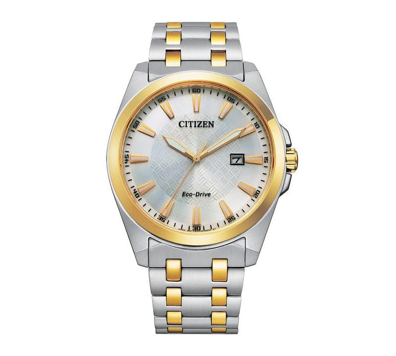 Citizen Eco-Drive 2 Tone Silver Dial Date Dress Watch