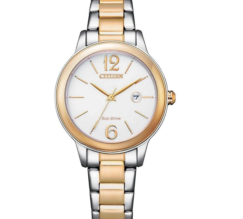 Citizen Eco-drive Ladies White Dial Two Tone