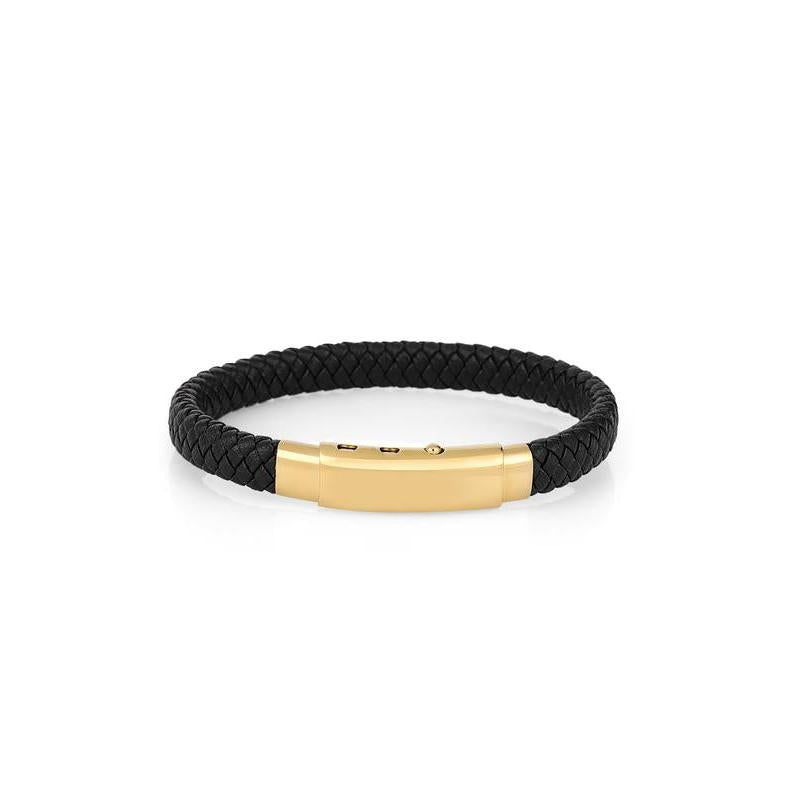 Daniel Klein Gents Black Leather Bracelet