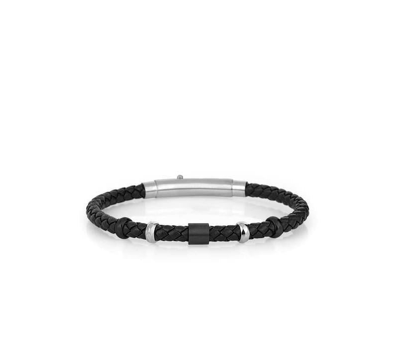 Daniel Klein Gents Black Leather Bracelet