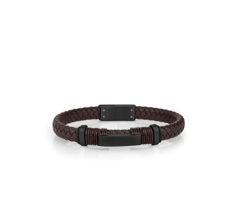 Daniel Klein Gents Brown Leather Bracelet