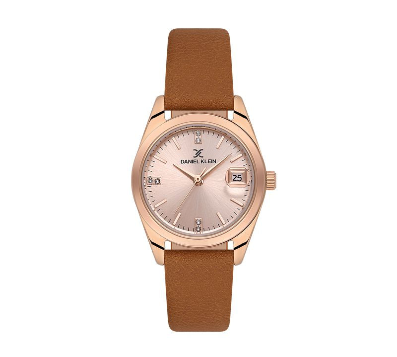 Daniel Klein Ladies 3 Hands Rose Gold Dial Watch
