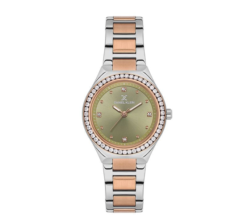 Daniel Klein Ladies 3 Hands Two-Tone Rose Gold Watch