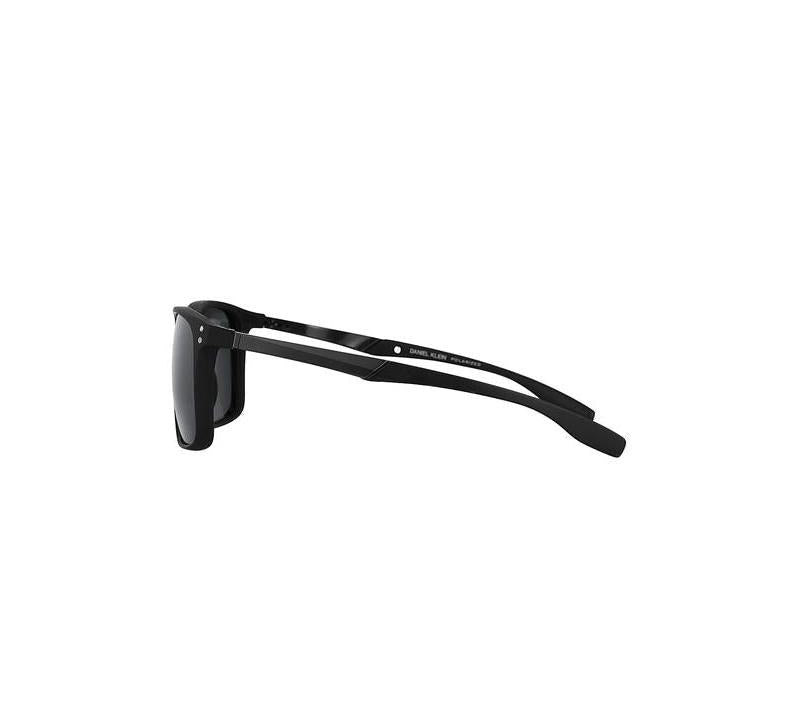 Daniel Klein Men's Matte Black Square Polarized Sunglasses – Smoke Grey Lenses