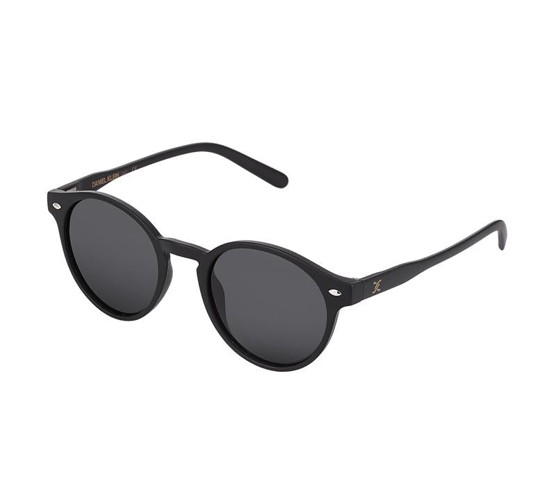 Daniel Klein Unisex Matte Black Round Sunglasses