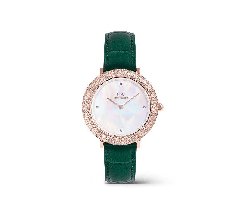Daniel Wellington Crystalline Bezel Green Croc Rose Gold