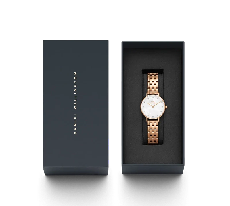 Daniel Wellington Petite Lumine 5-Link White Mother of Pearl Rose Gold 28mm Watch