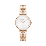 Daniel Wellington Petite Lumine 5-Link White Mother of Pearl Rose Gold 28mm Watch