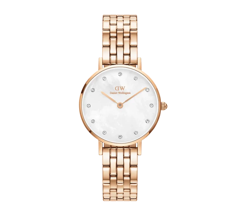 Daniel Wellington Petite Lumine 5-Link White Mother of Pearl Rose Gold 28mm Watch