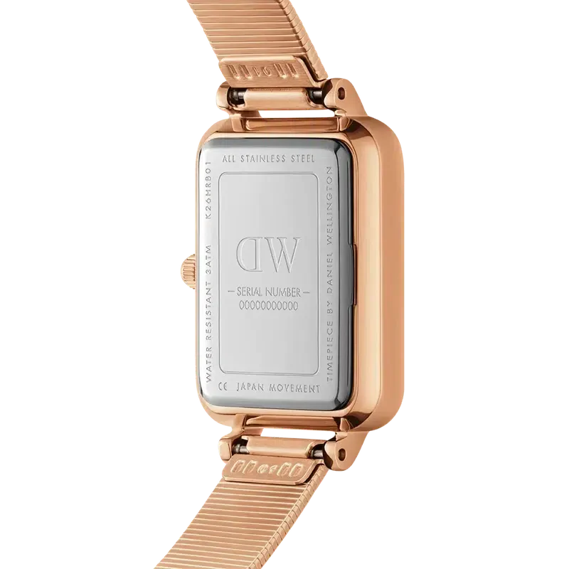Daniel Wellington Quadro Lumine Pressed Piano Rose Gold Watch 20x26mm