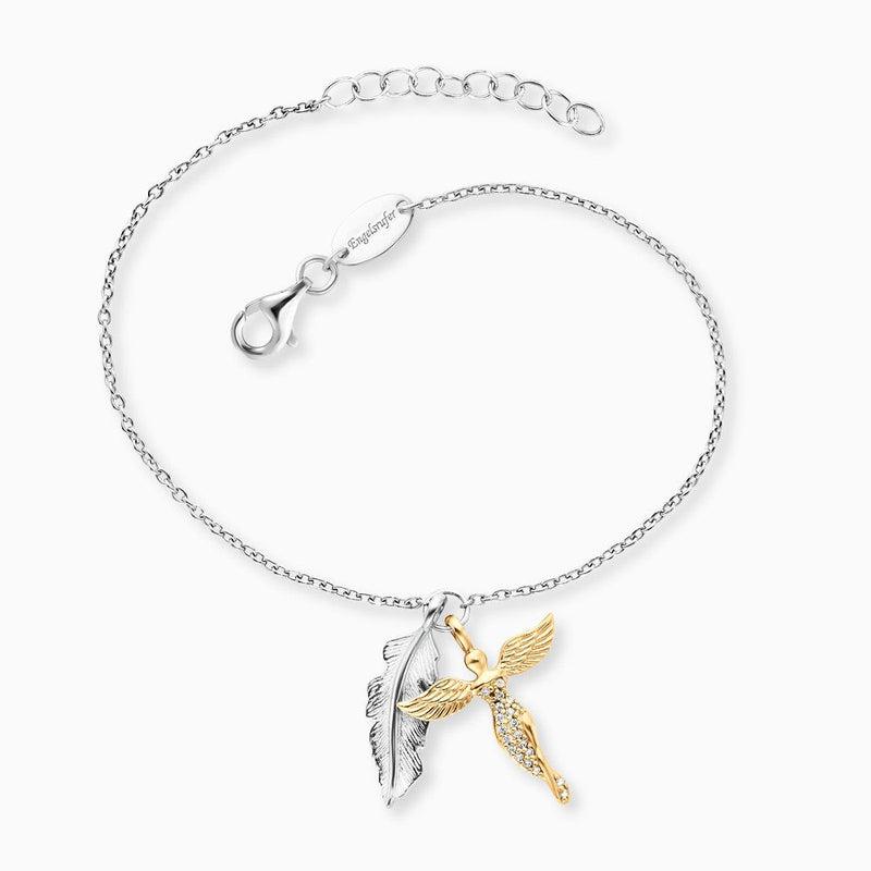 Engelsrufer Bracelet Feather & Angel CZ YG