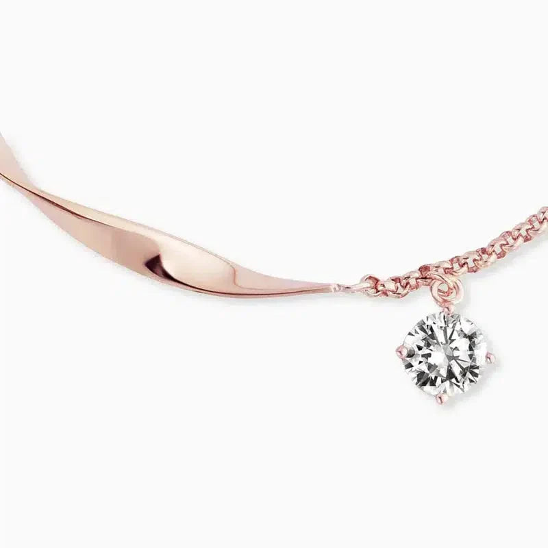 Engelsrufer Bracelet Twist with Small Wing and Zirconia Stone - Rose Gold