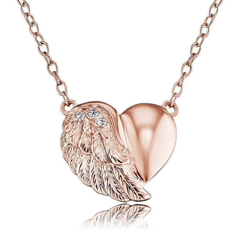 Engelsrufer CZ Rose Gold Heart wing Necklace