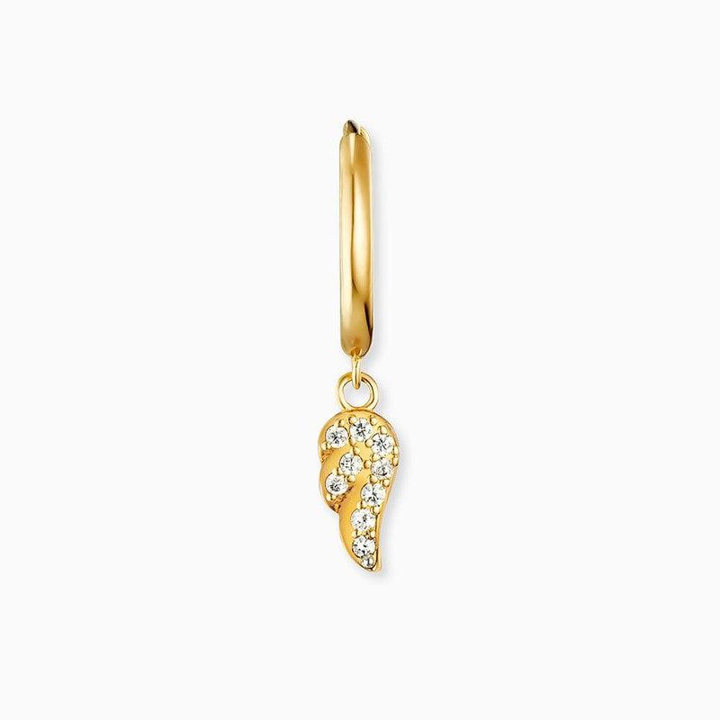 Engelsrufer Flying Wings Gold Hoop Earrings with Zirconia