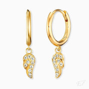 Engelsrufer Flying Wings Gold Hoop Earrings with Zirconia