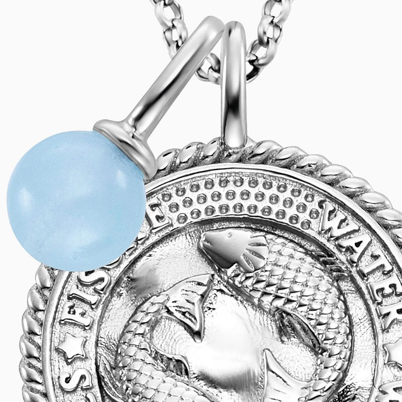 Engelsrufer Silver Pisces Blue Agate With Zirconia Necklace